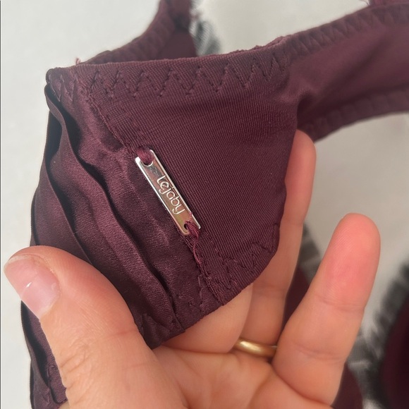 Lejaby burgundy balconette bra mesh and diamond details 36D - Picture 5 of 6
